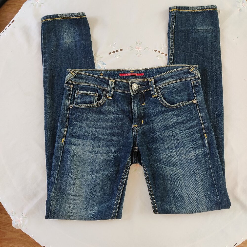 Vigoss Dark Wash Blue Denim Skinny Jeans SZ-3 Inseam 32"